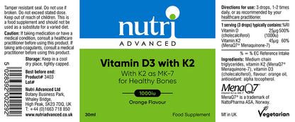 Nutri Advanced Vitamin D3 with K2 Drops Orange 30ml