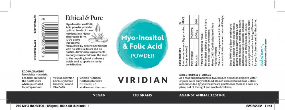 Viridian Myo-Inositol and Folic Acid 120g