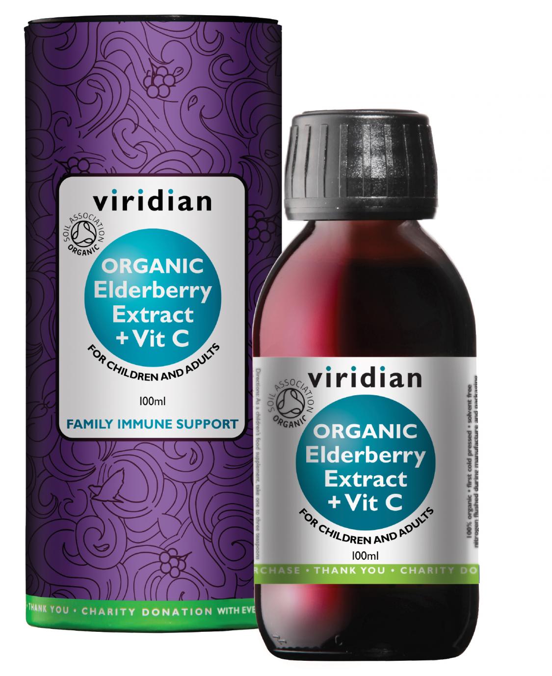 Viridian Organic Elderberry Extract + Vit C 100ml