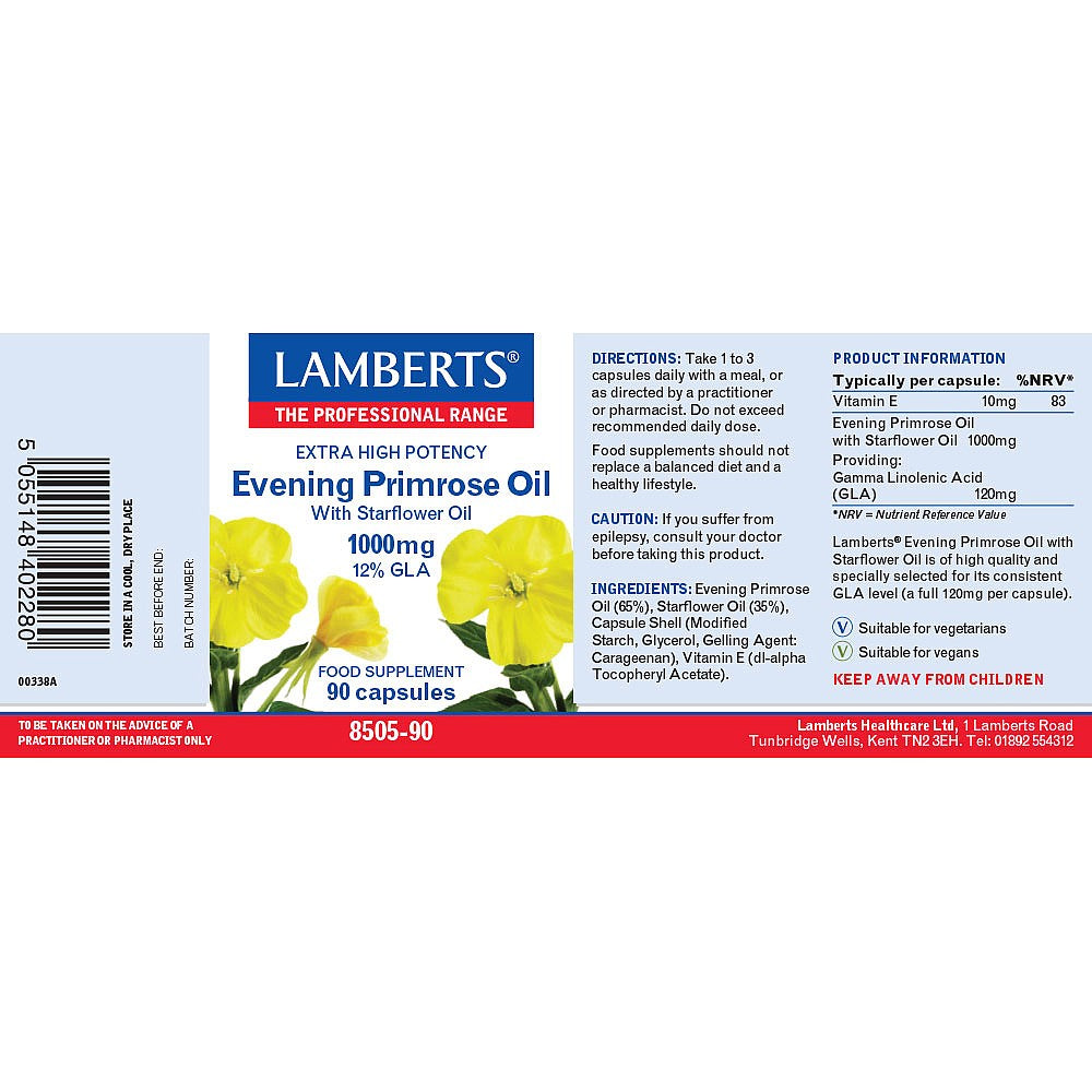 Lamberts Pure Evening Primrose Oil with Starflower 1000mg 90&